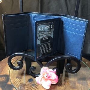 George Men's Black Trifold Wallet